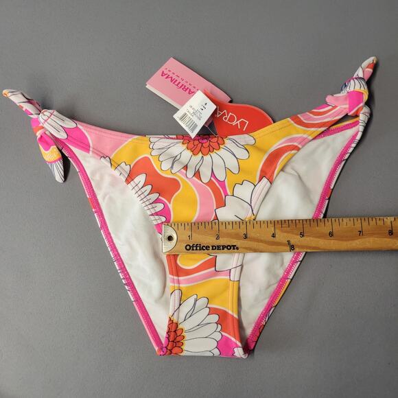 Cia Maritima Cheeky Bikini Bottom Womens M Retro Floral Swim Brazilian Ruched - Picture 10 of 13